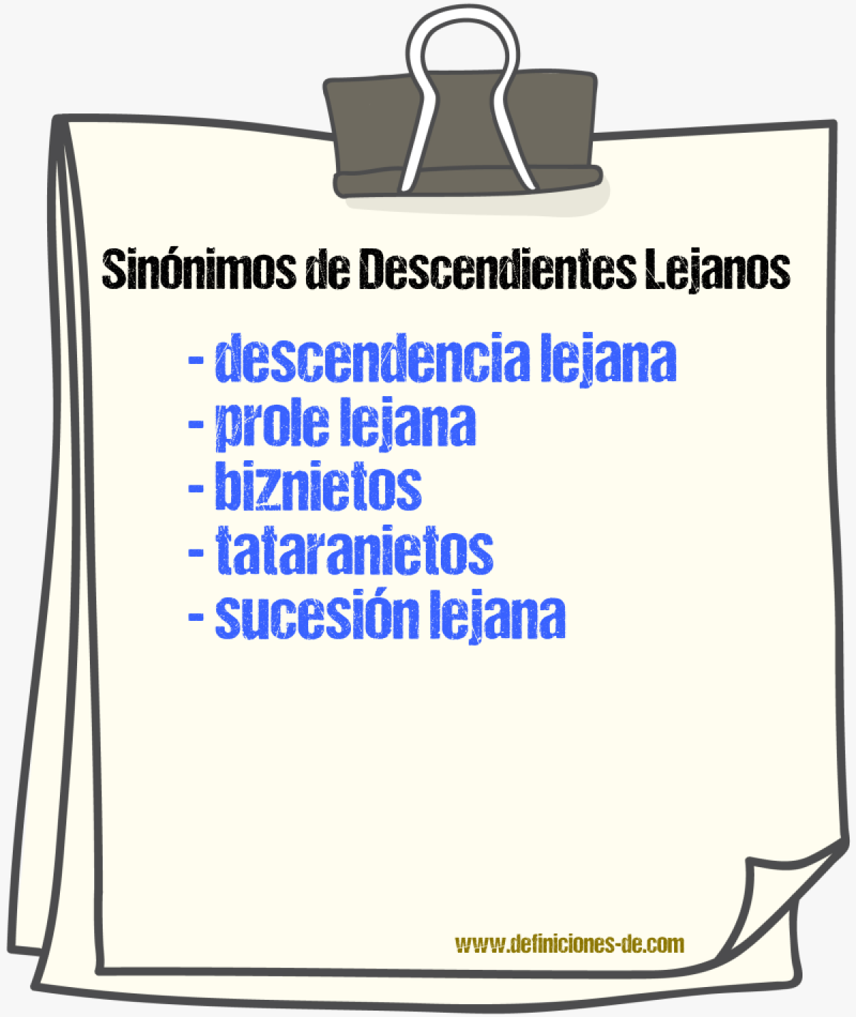 Sinónimos de descendientes lejanos