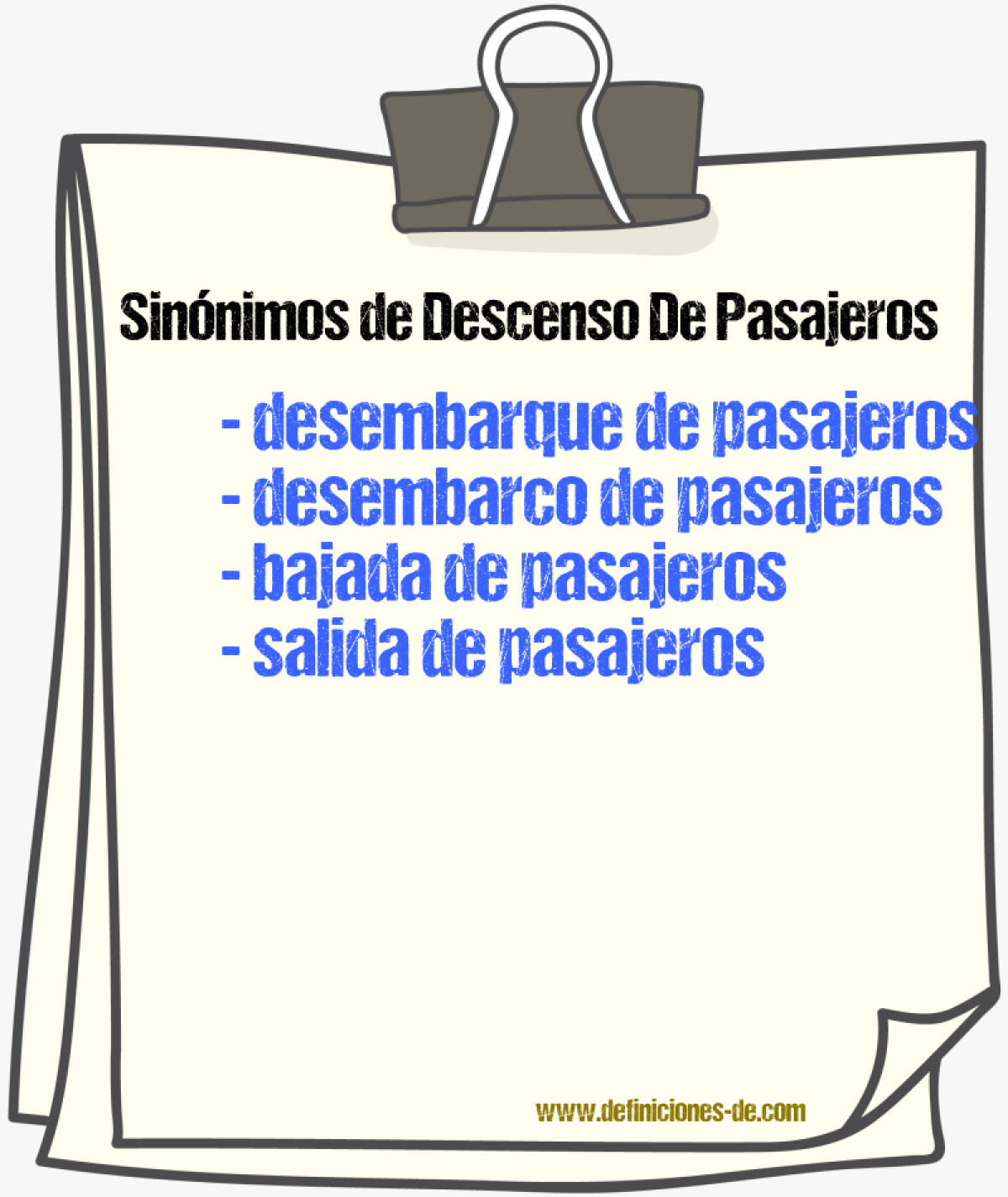 Sinónimos de descenso de pasajeros