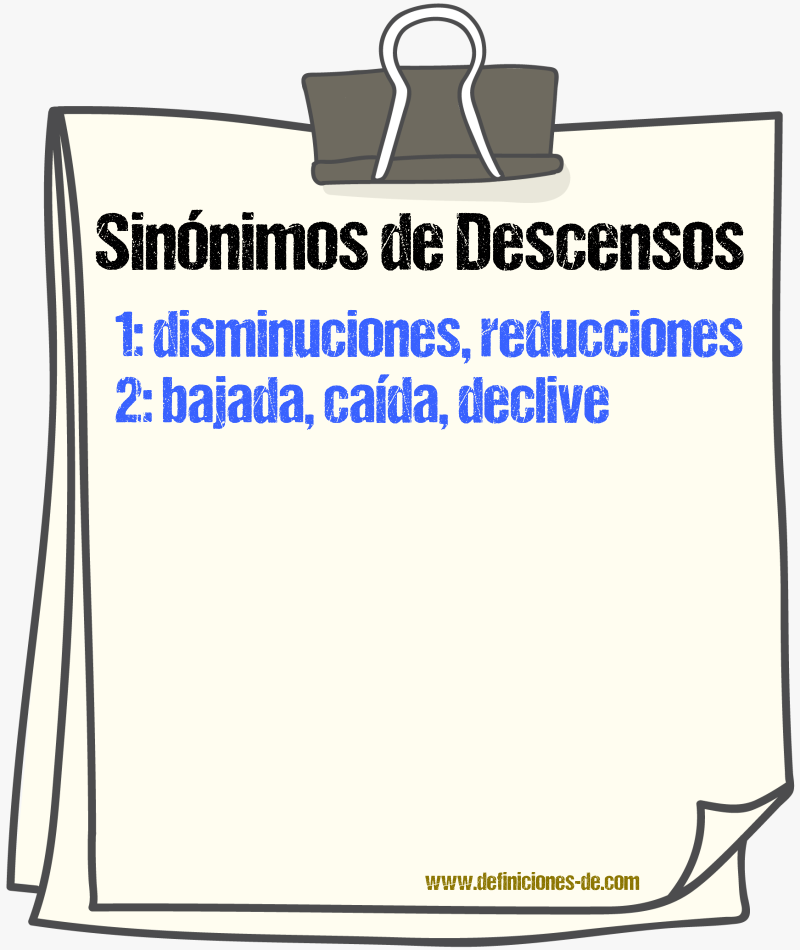 Sinónimos de descensos