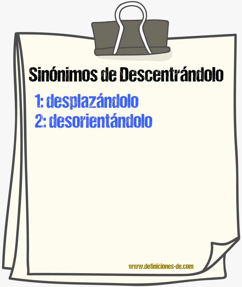 Sinónimos de descentrándolo