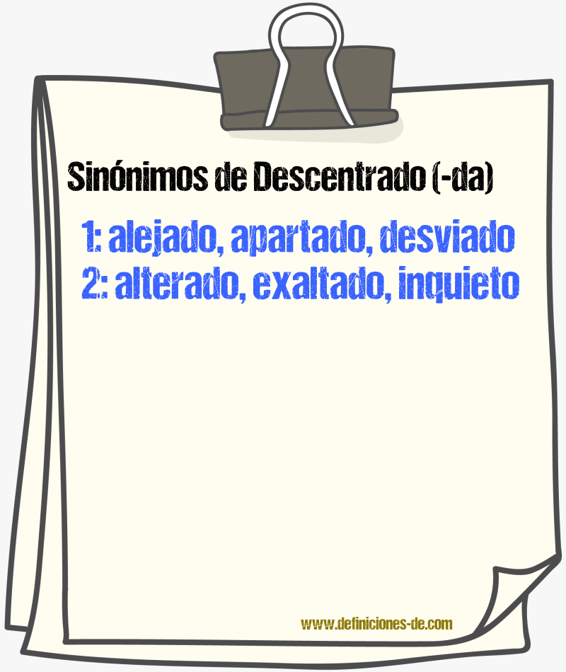 Sinnimos de descentrado