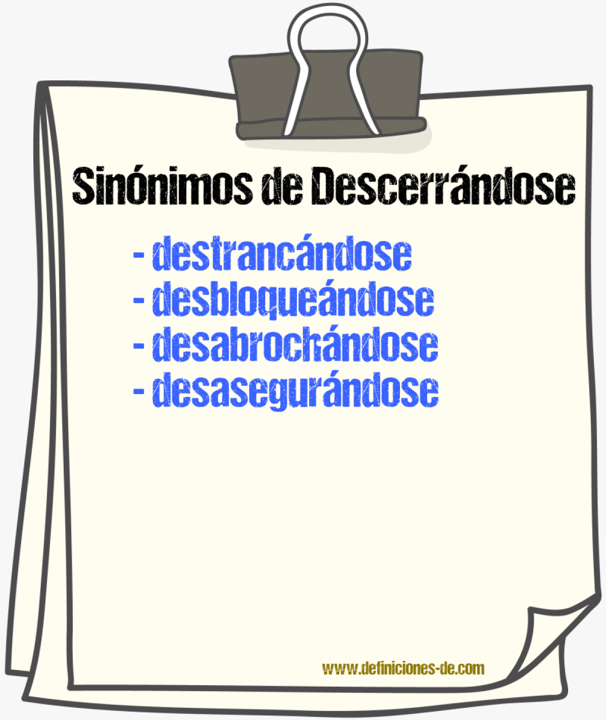 Sinónimos de descerrándose