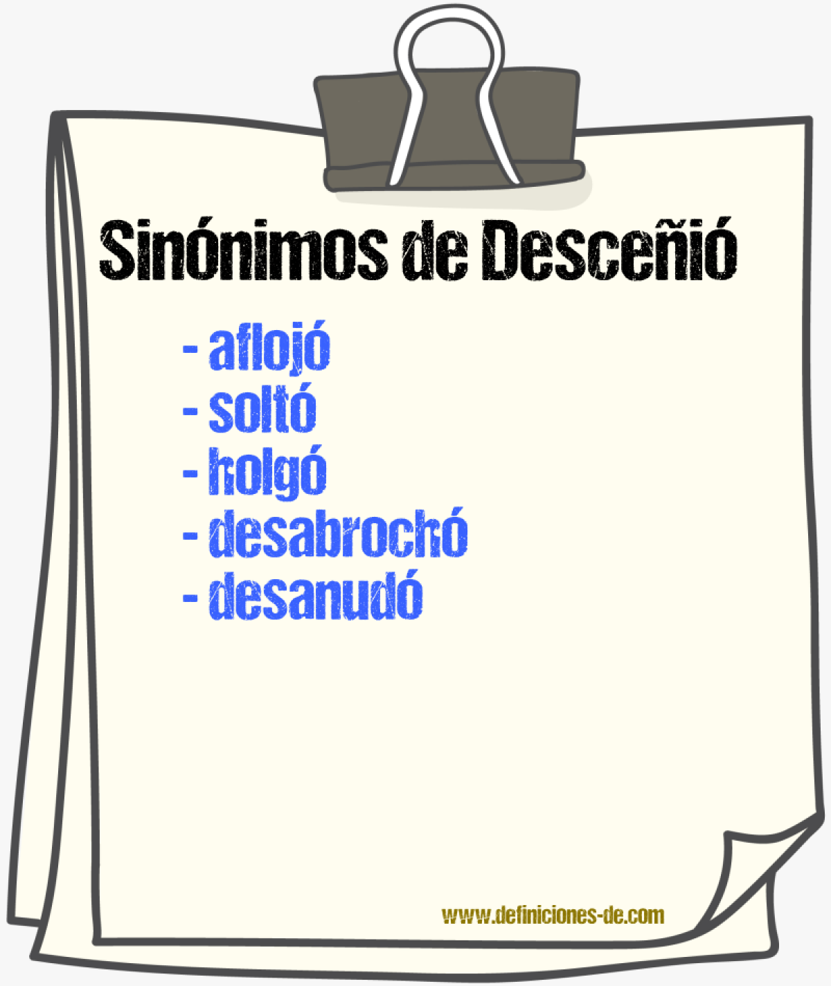 Sinónimos de desceñió
