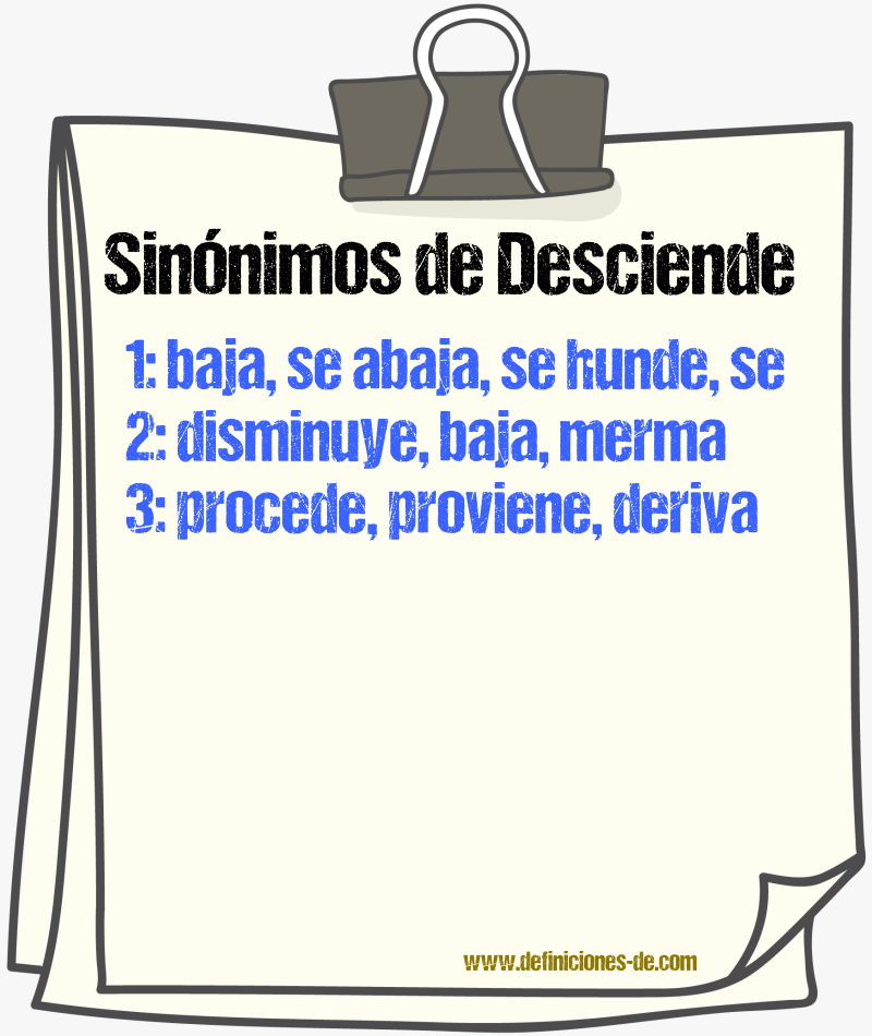 Sinónimos de desciende