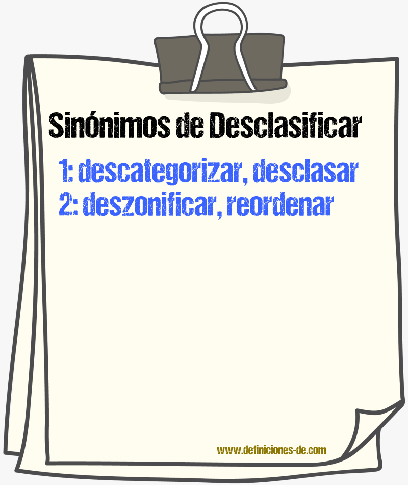 Sinónimos de desclasificar