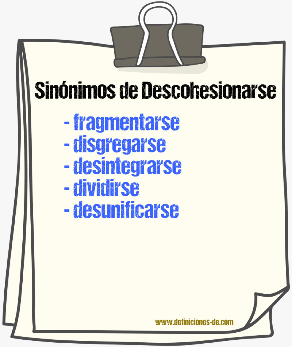 Sinónimos de descohesionarse