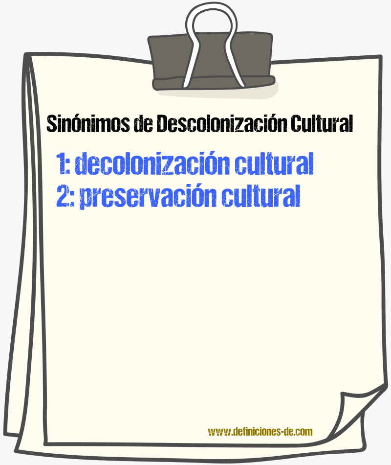Sinónimos de descolonización cultural