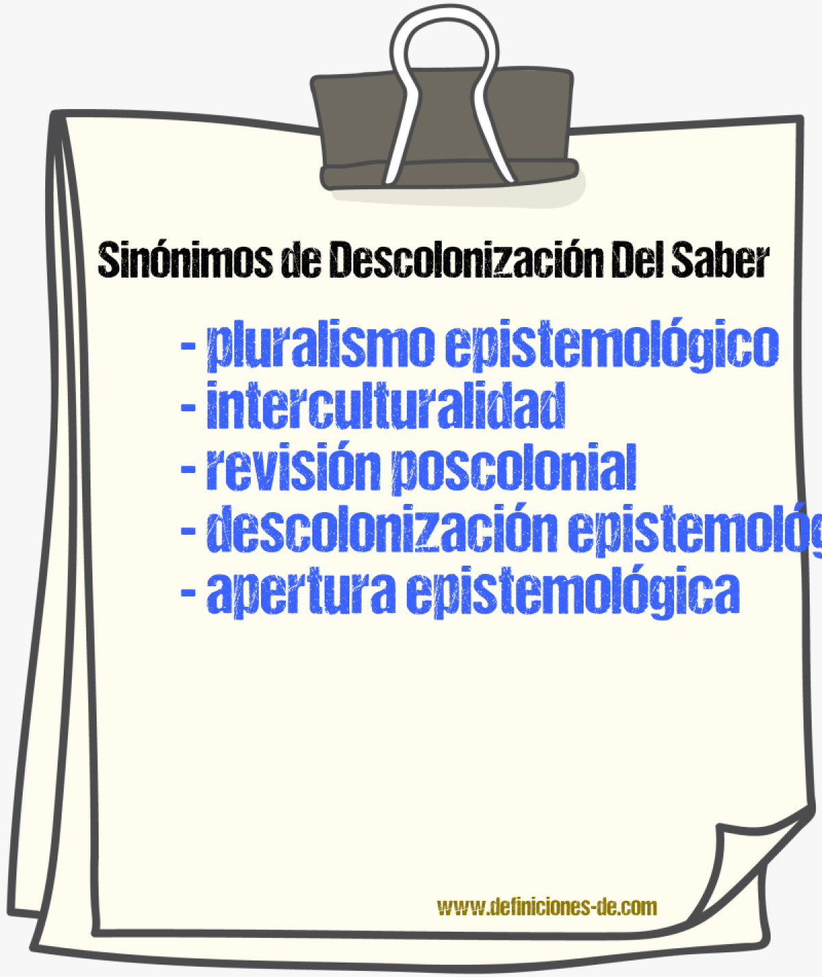 Sinónimos de descolonización del saber