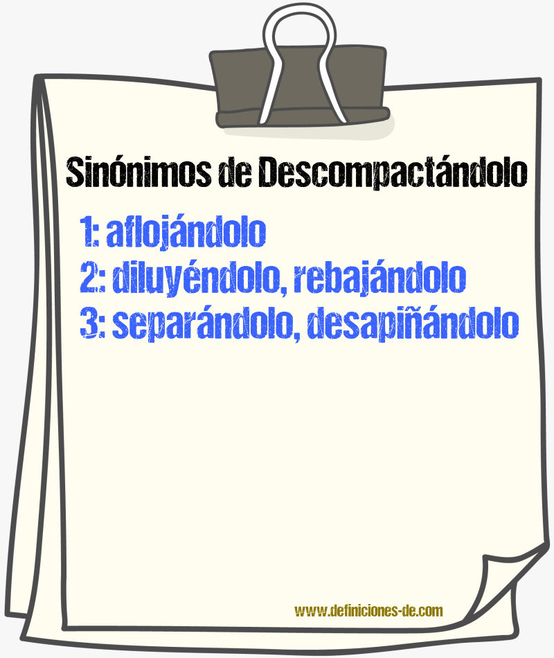Sinónimos de descompactándolo