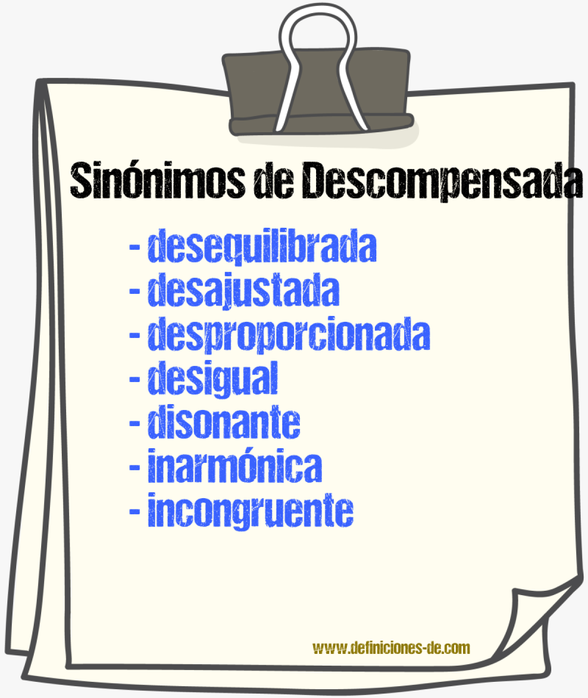Sinónimos de descompensada
