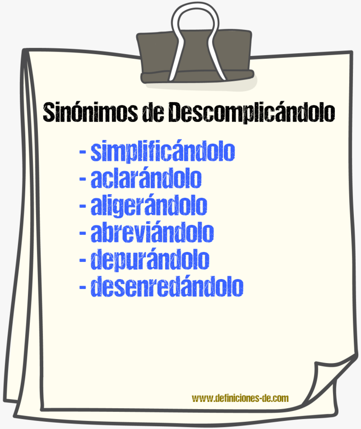 Sinónimos de descomplicándolo