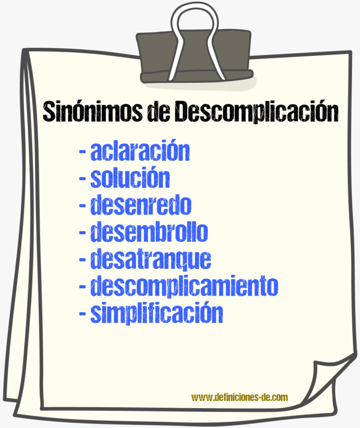 Sinónimos de descomplicación