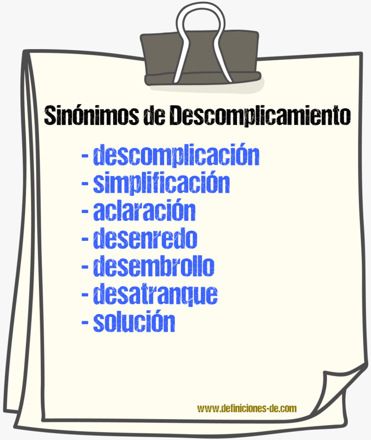 Sinónimos de descomplicamiento