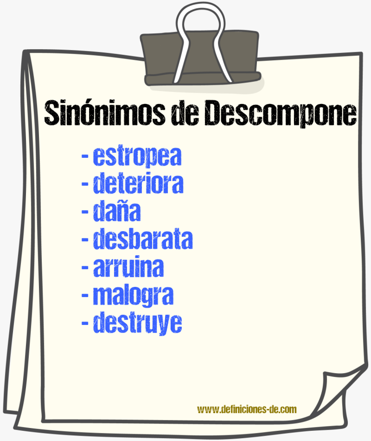 Sinónimos de descompone