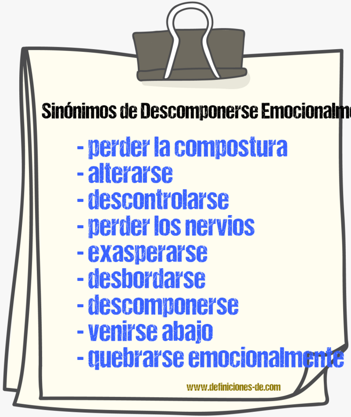 Sinónimos de descomponerse emocionalmente