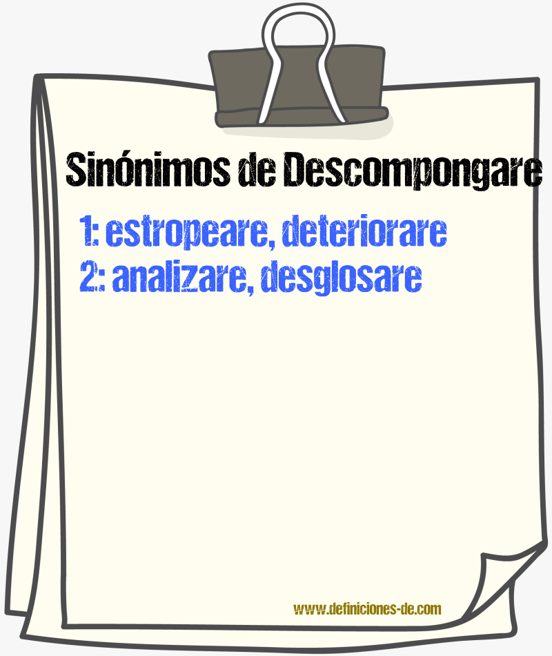 Sinónimos de descompongare