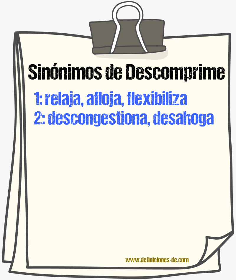 Sinónimos de descomprime