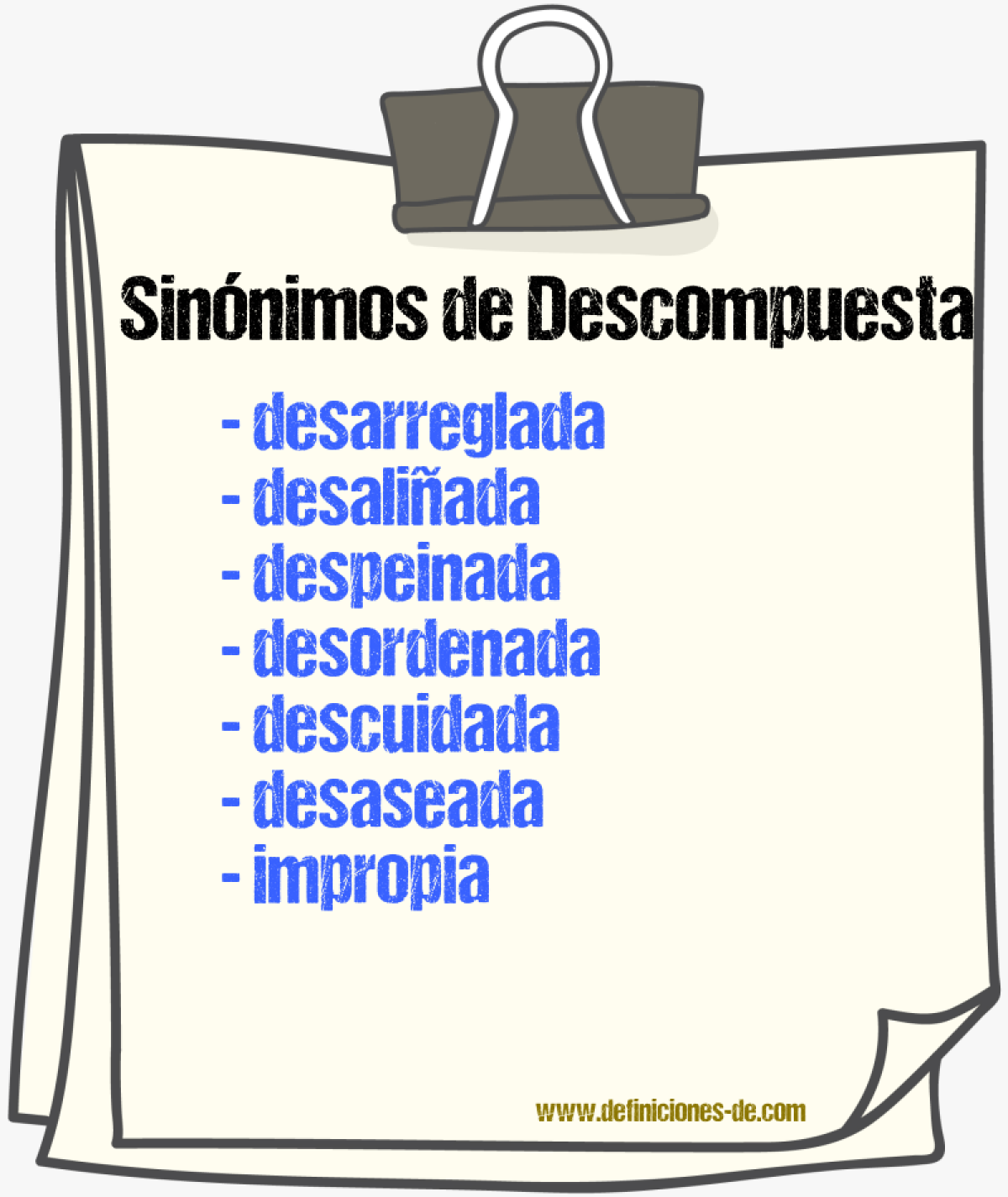 Sinónimos de descompuesta
