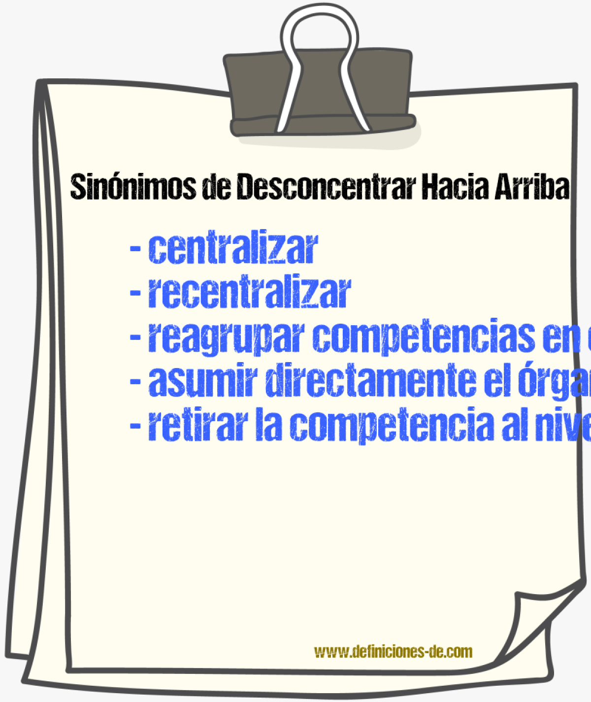 Sinónimos de desconcentrar hacia arriba