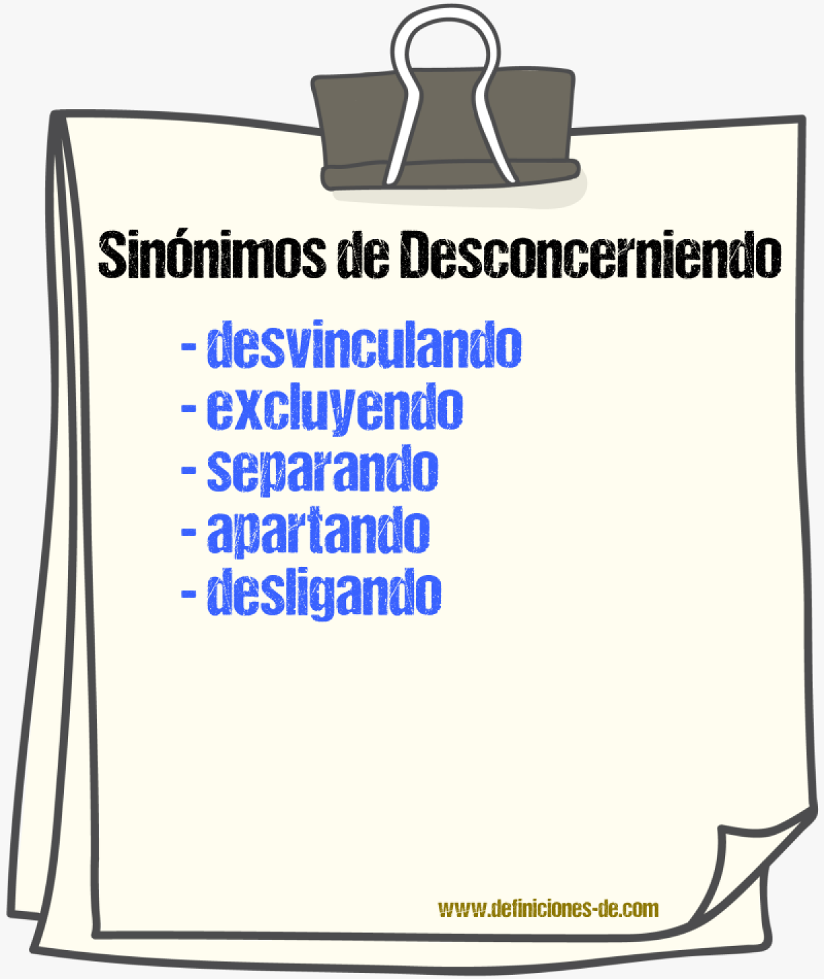 Sinónimos de desconcerniendo