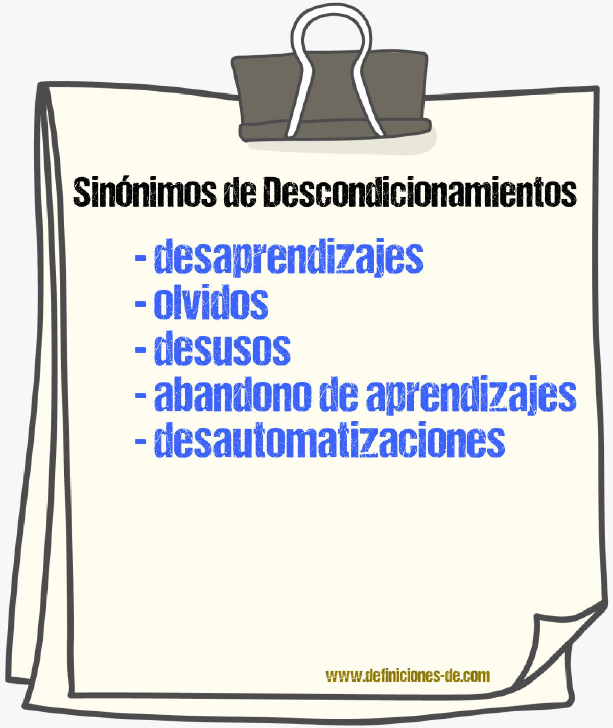 Sinónimos de descondicionamientos
