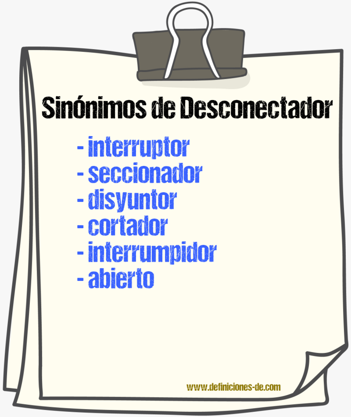 Sinónimos de desconectador