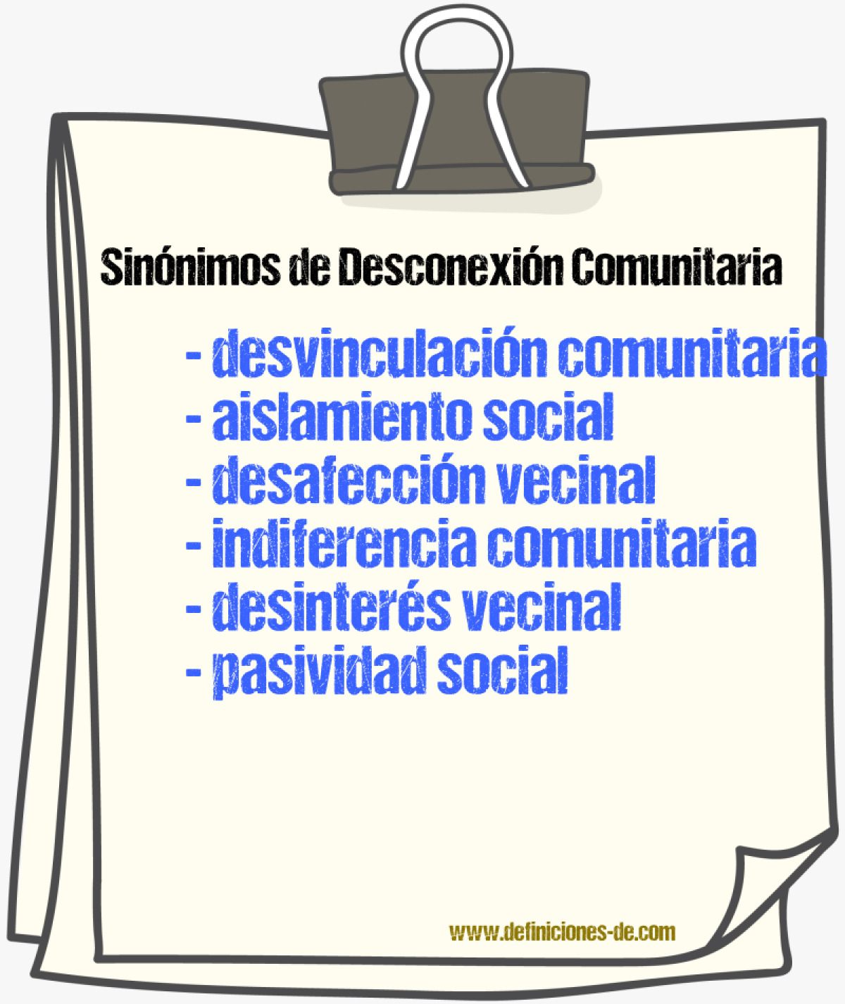 Sinónimos de desconexión comunitaria