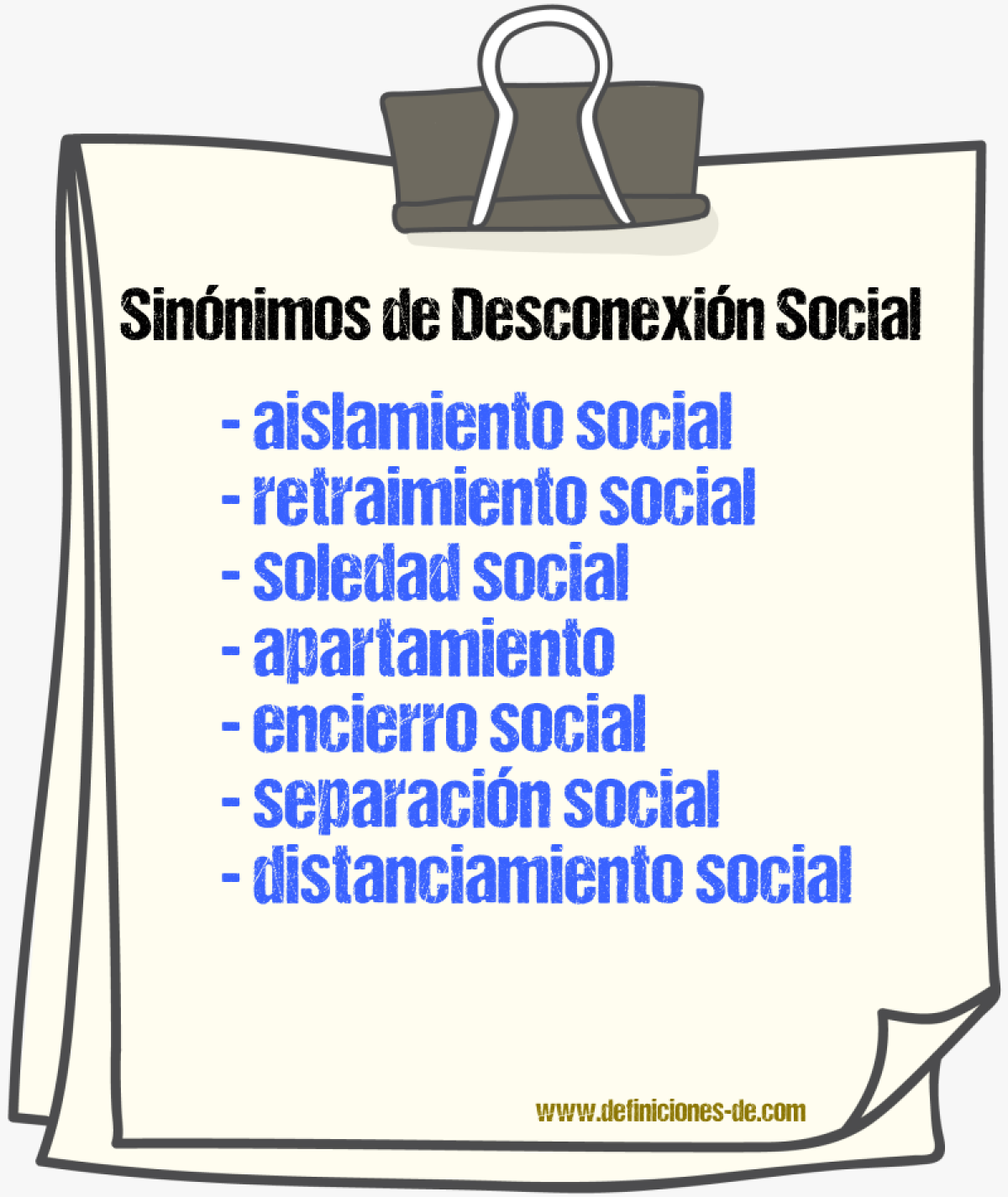 Sinónimos de desconexión social
