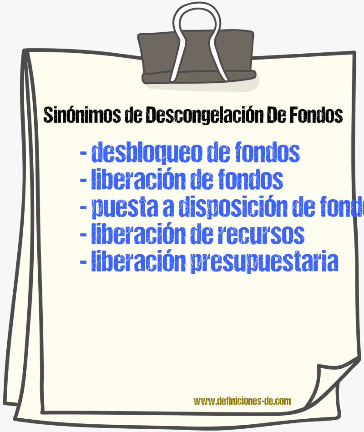 Sinónimos de descongelación de fondos