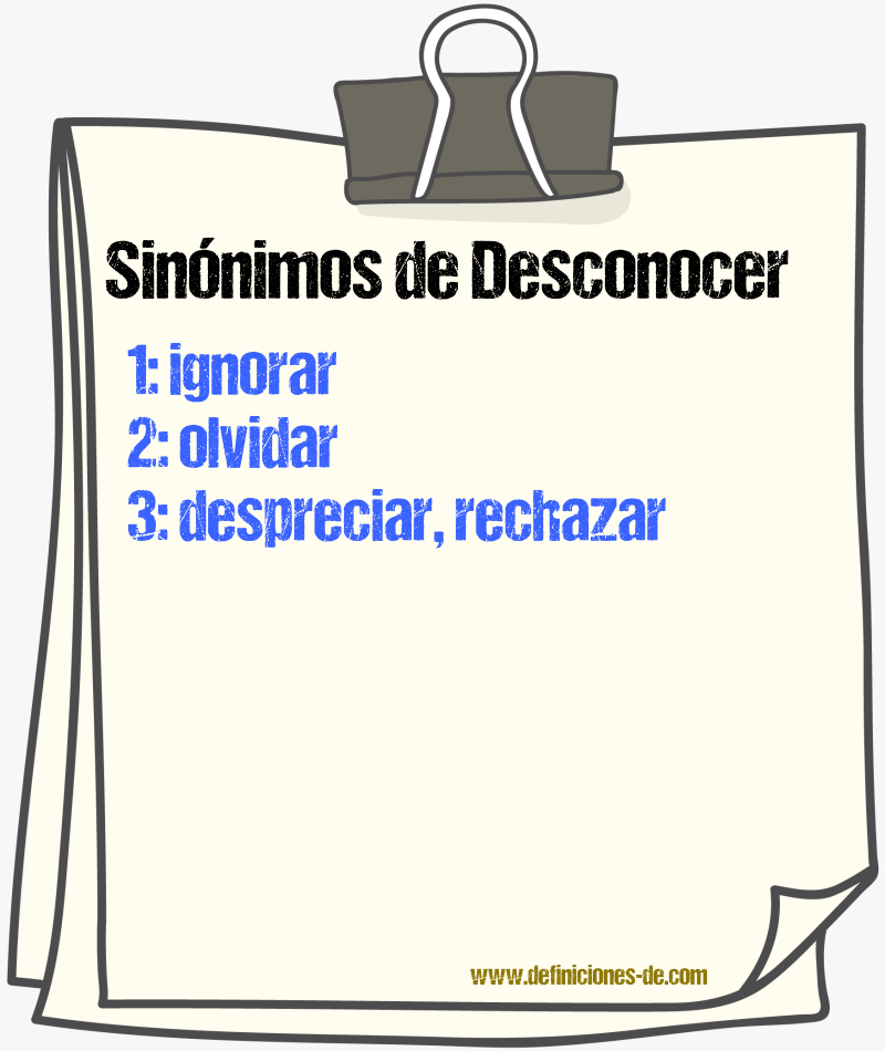 Sinnimos de desconocer