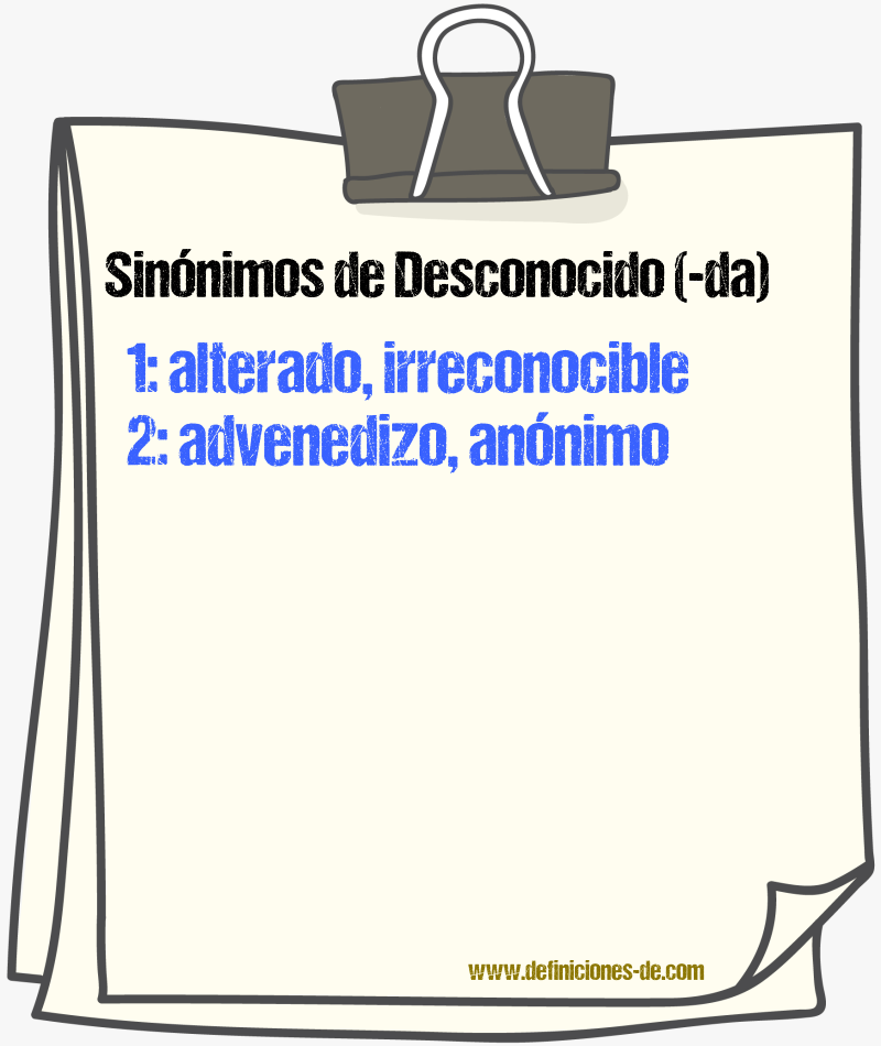 Sinnimos de desconocido