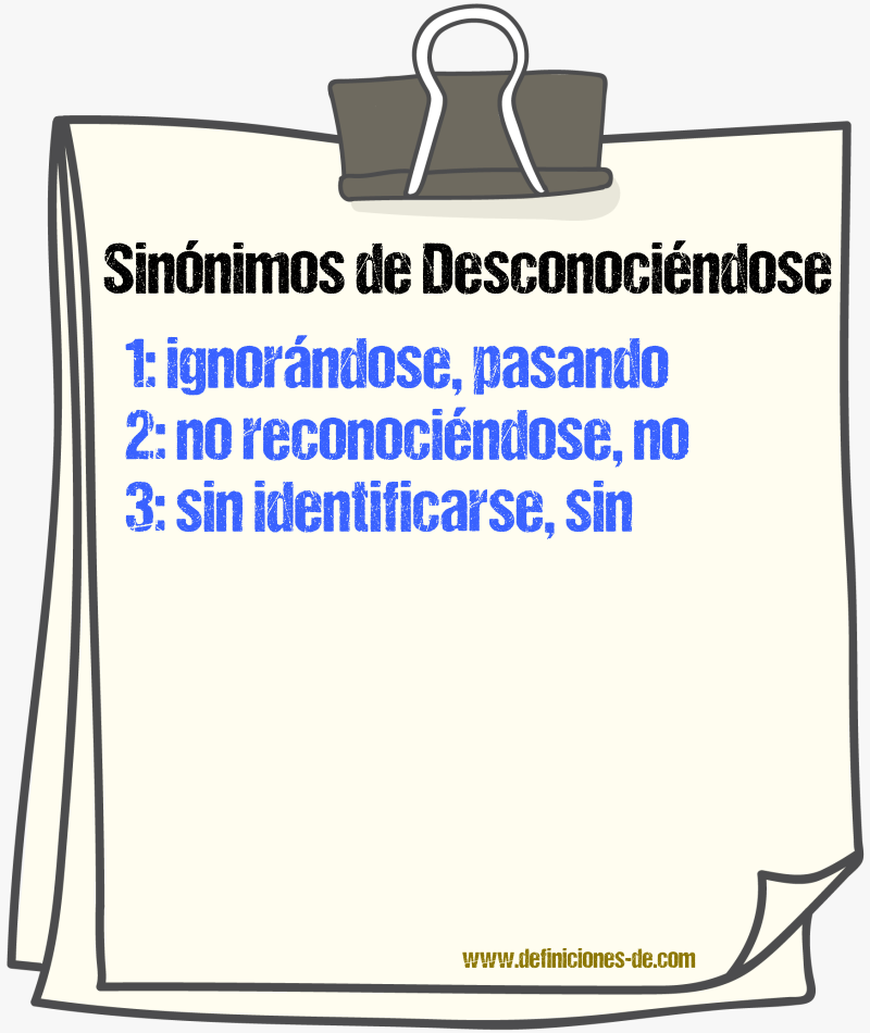 Sinónimos de desconociéndose