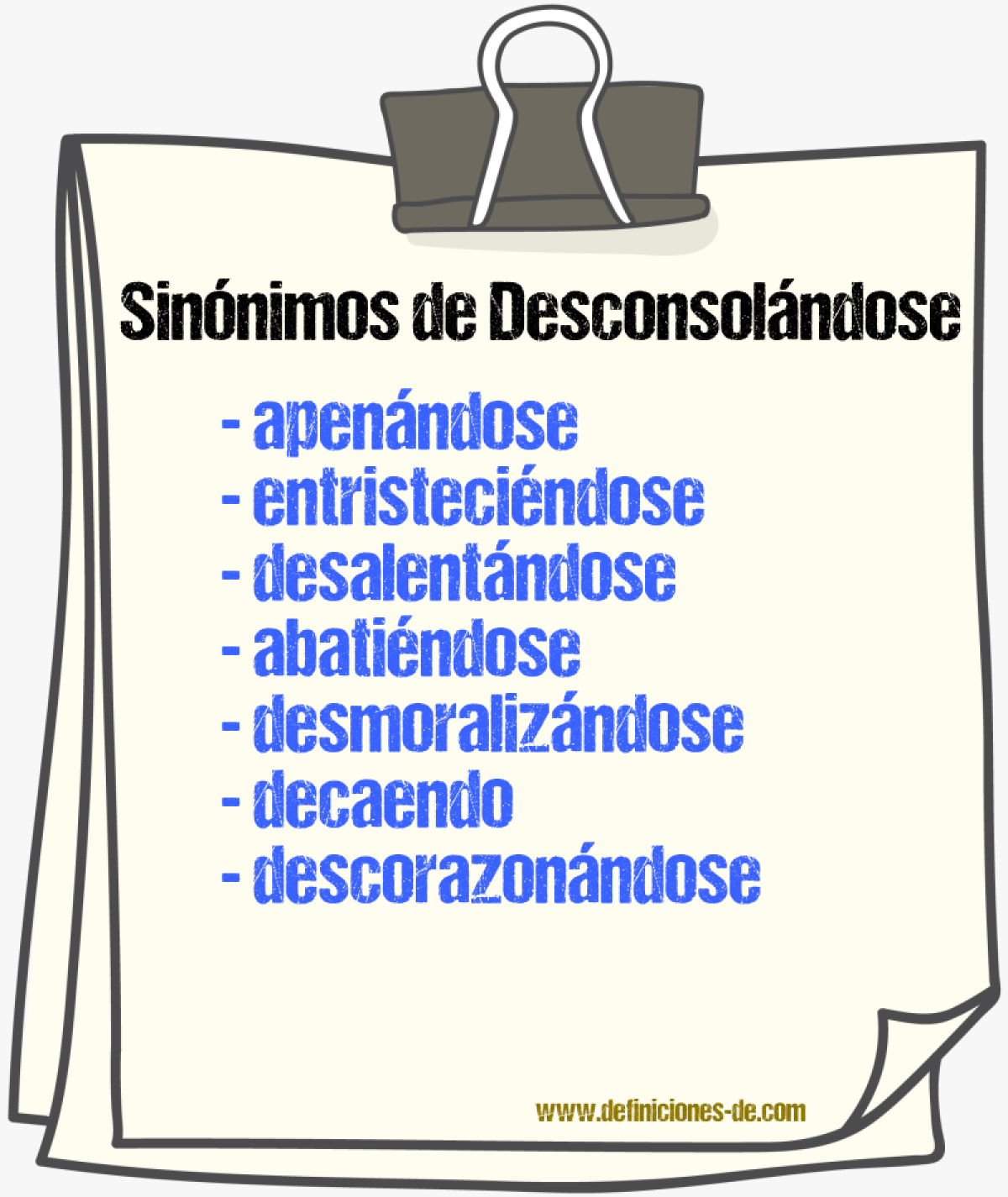 Sinónimos de desconsolándose