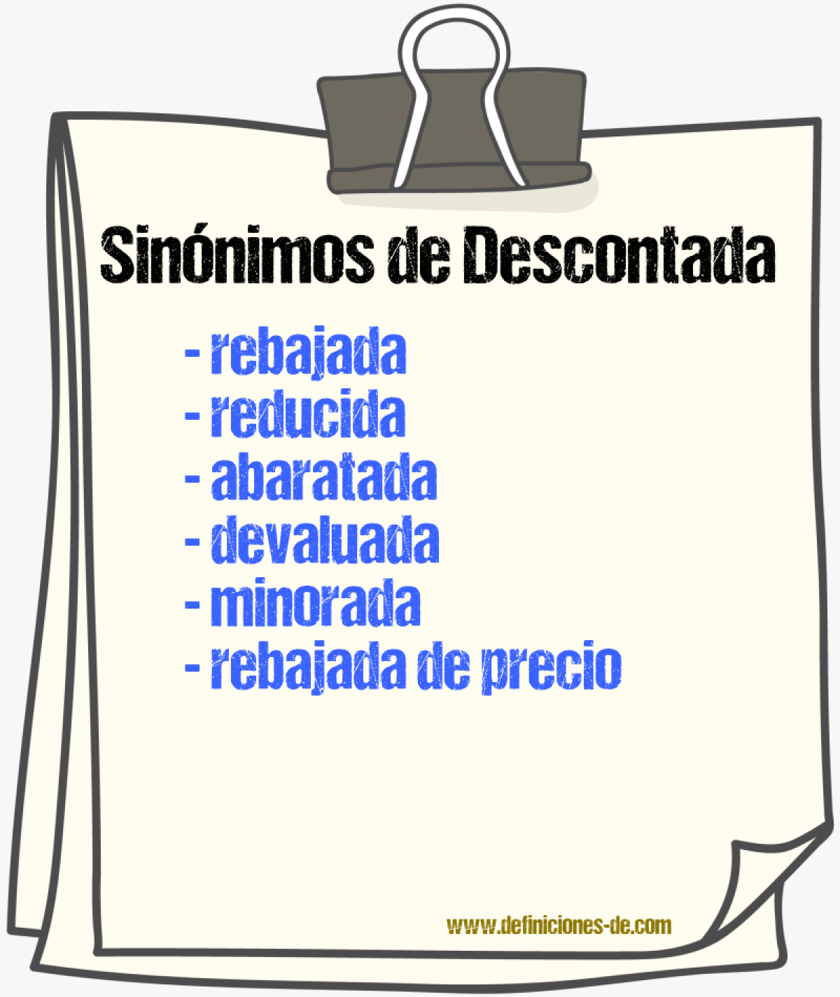 Sinónimos de descontada