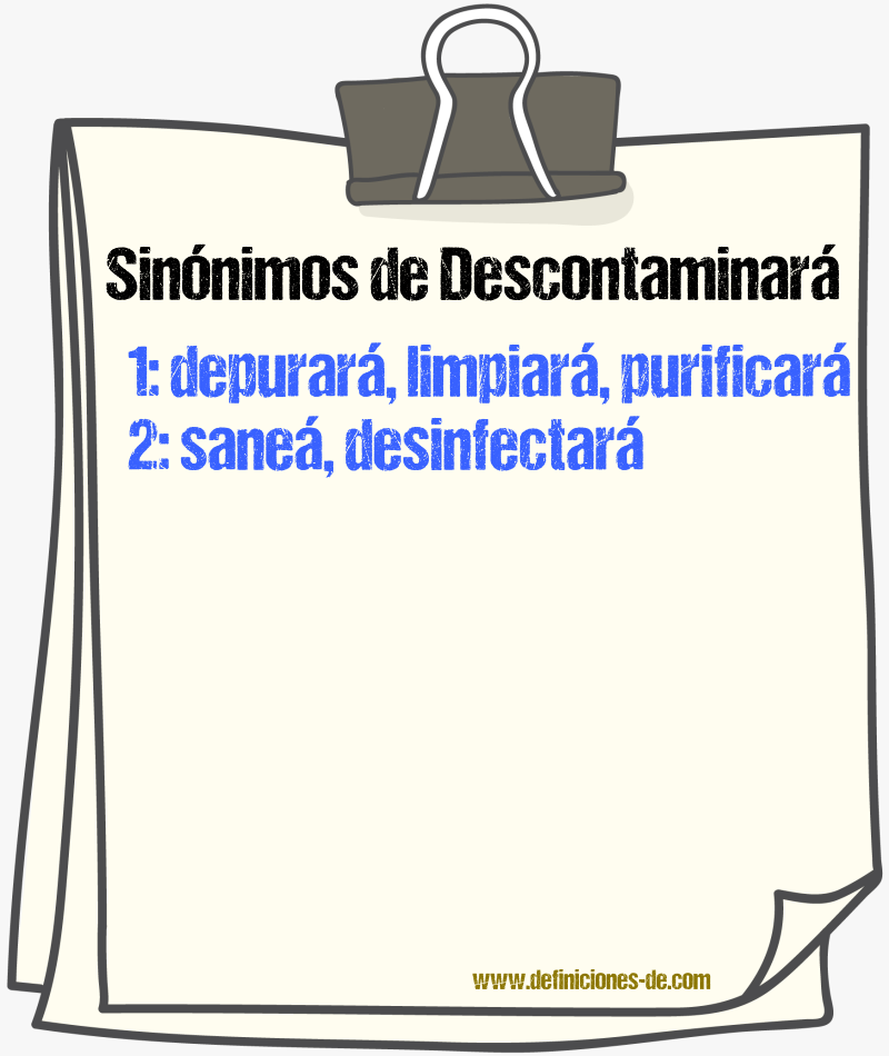 Sinónimos de descontaminará