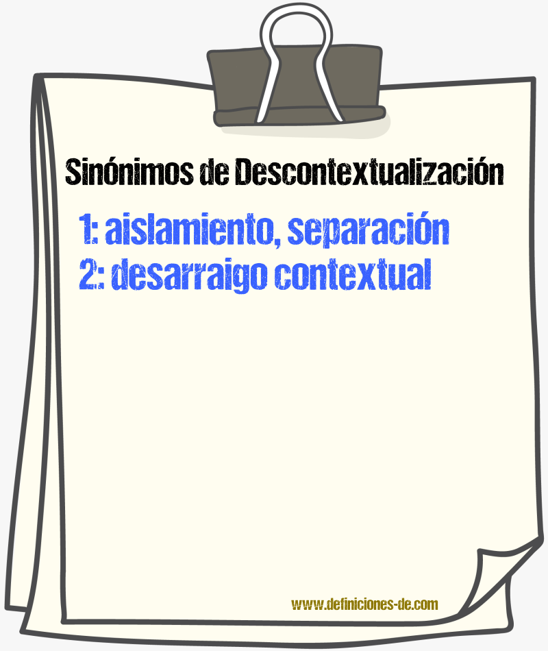 Sinónimos de descontextualización