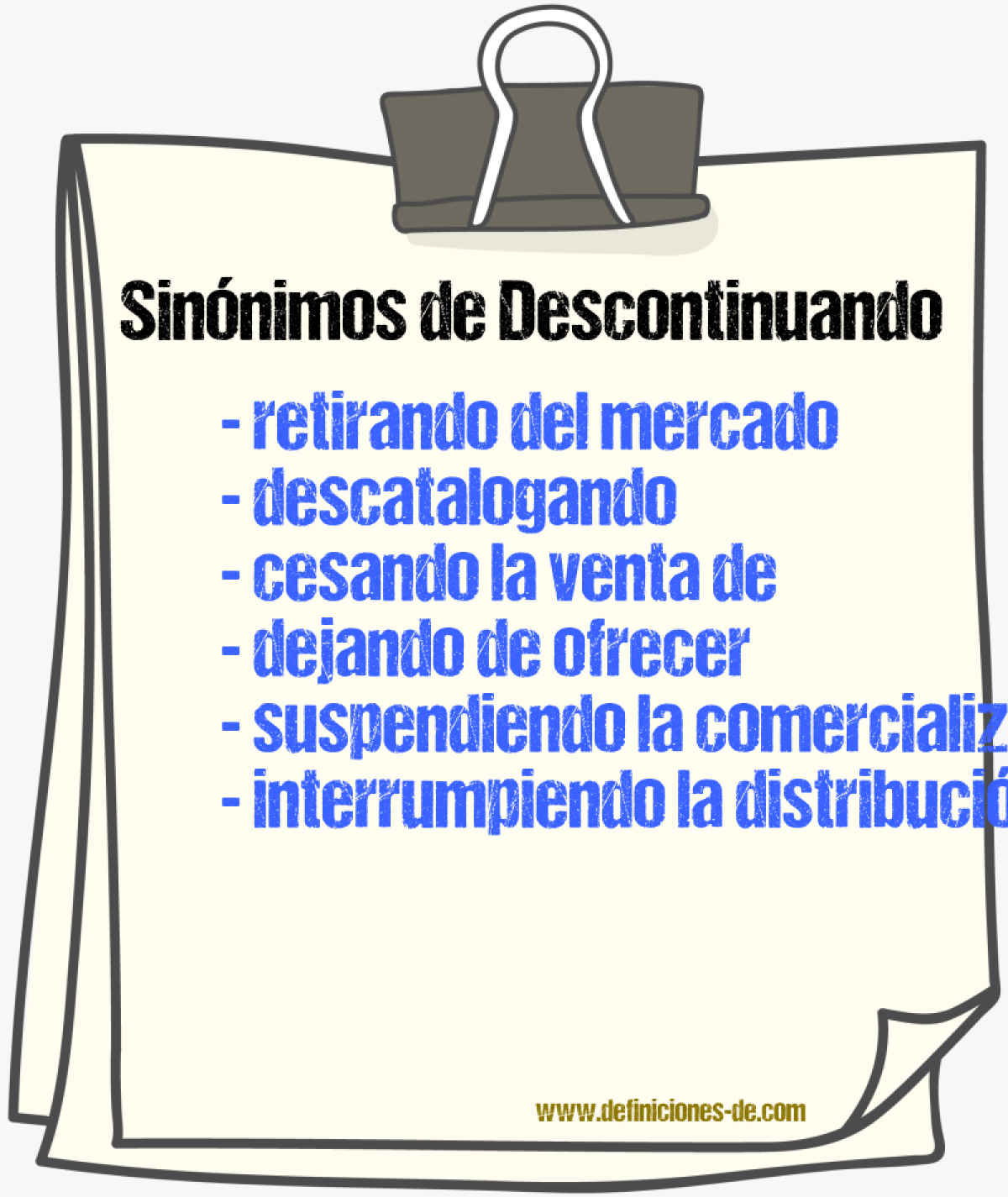 Sinónimos de descontinuando