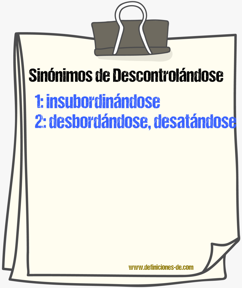 Sinónimos de descontrolándose