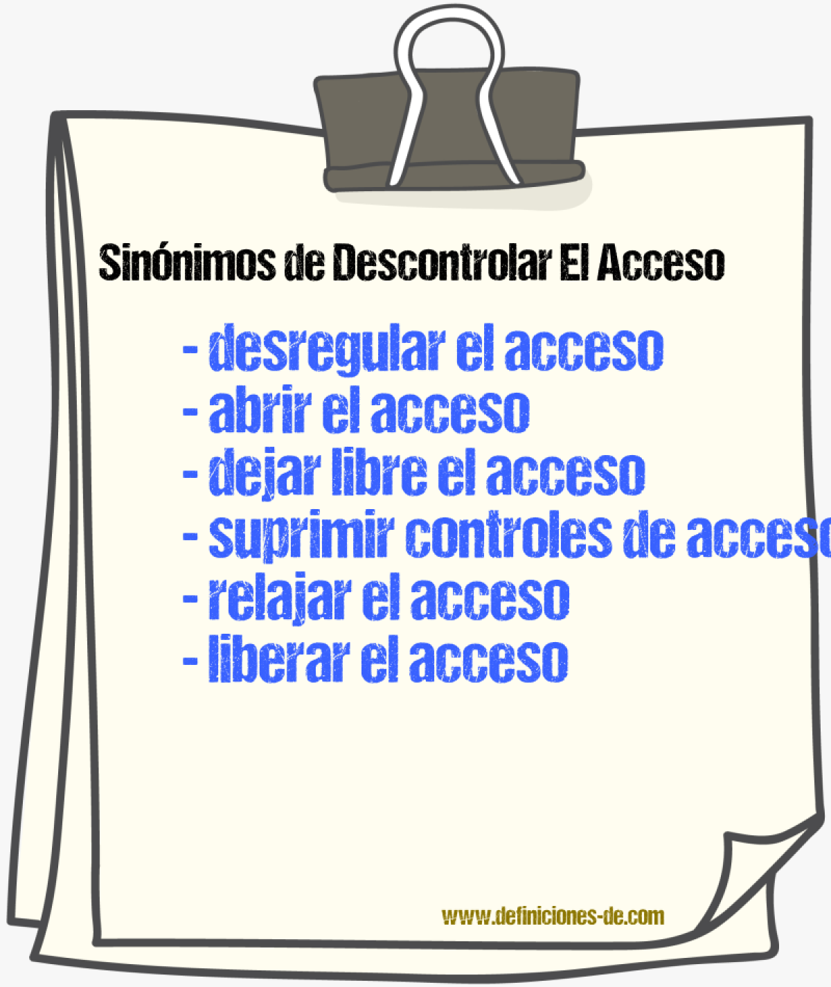 Sinónimos de descontrolar el acceso