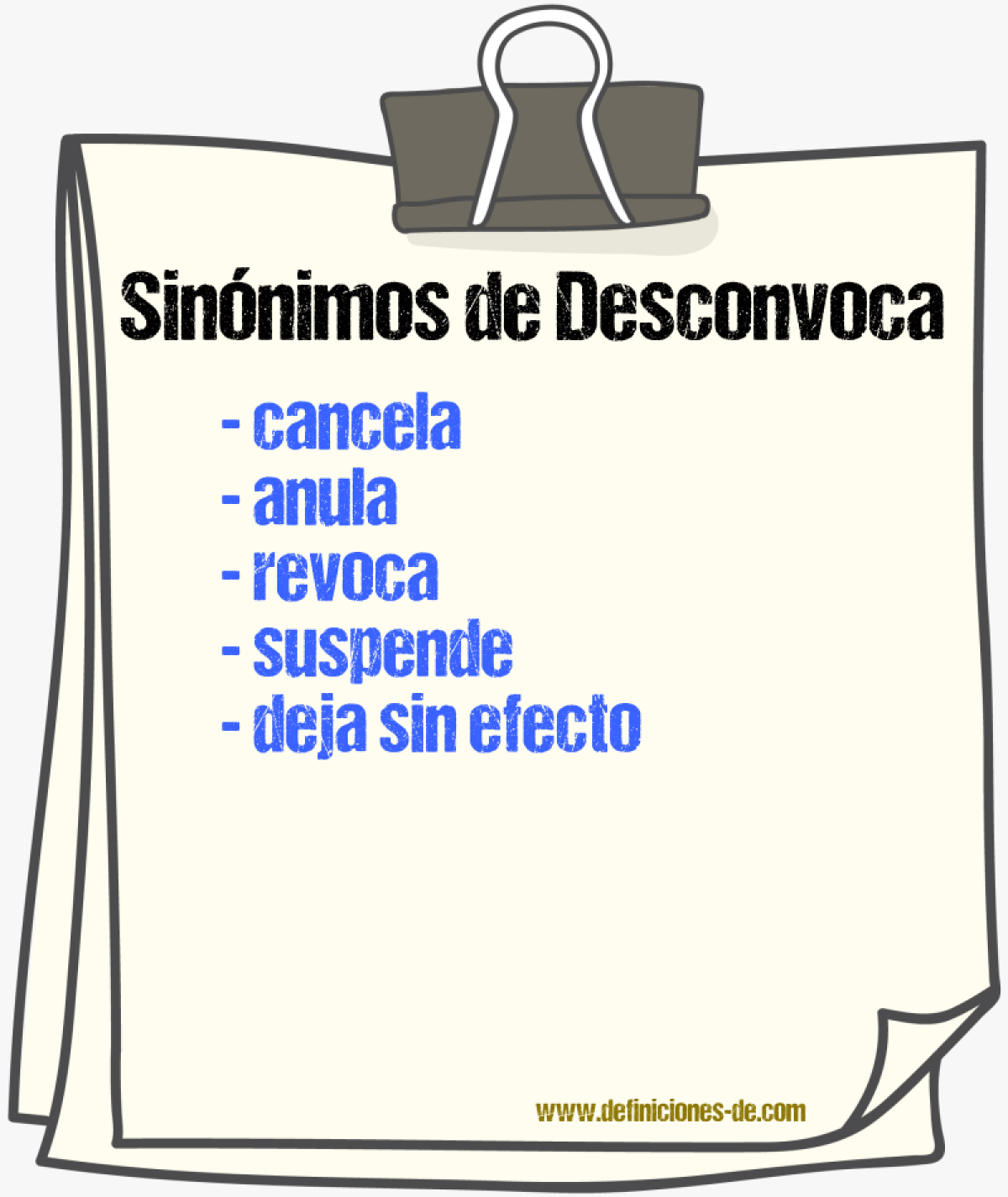 Sinónimos de desconvoca