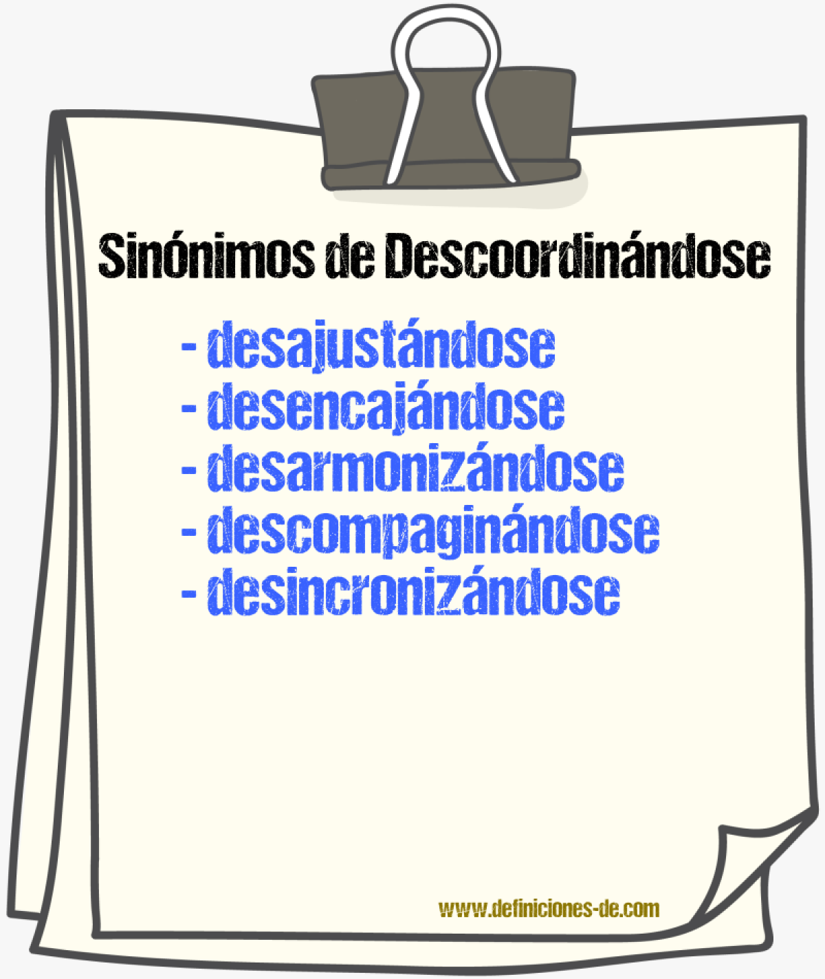 Sinónimos de descoordinándose