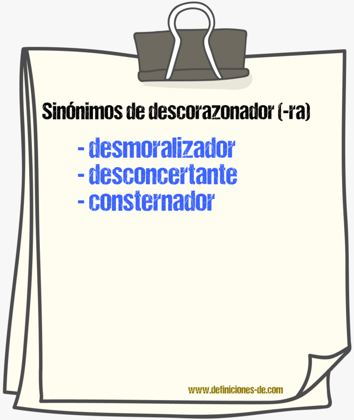 Sinnimos de descorazonador