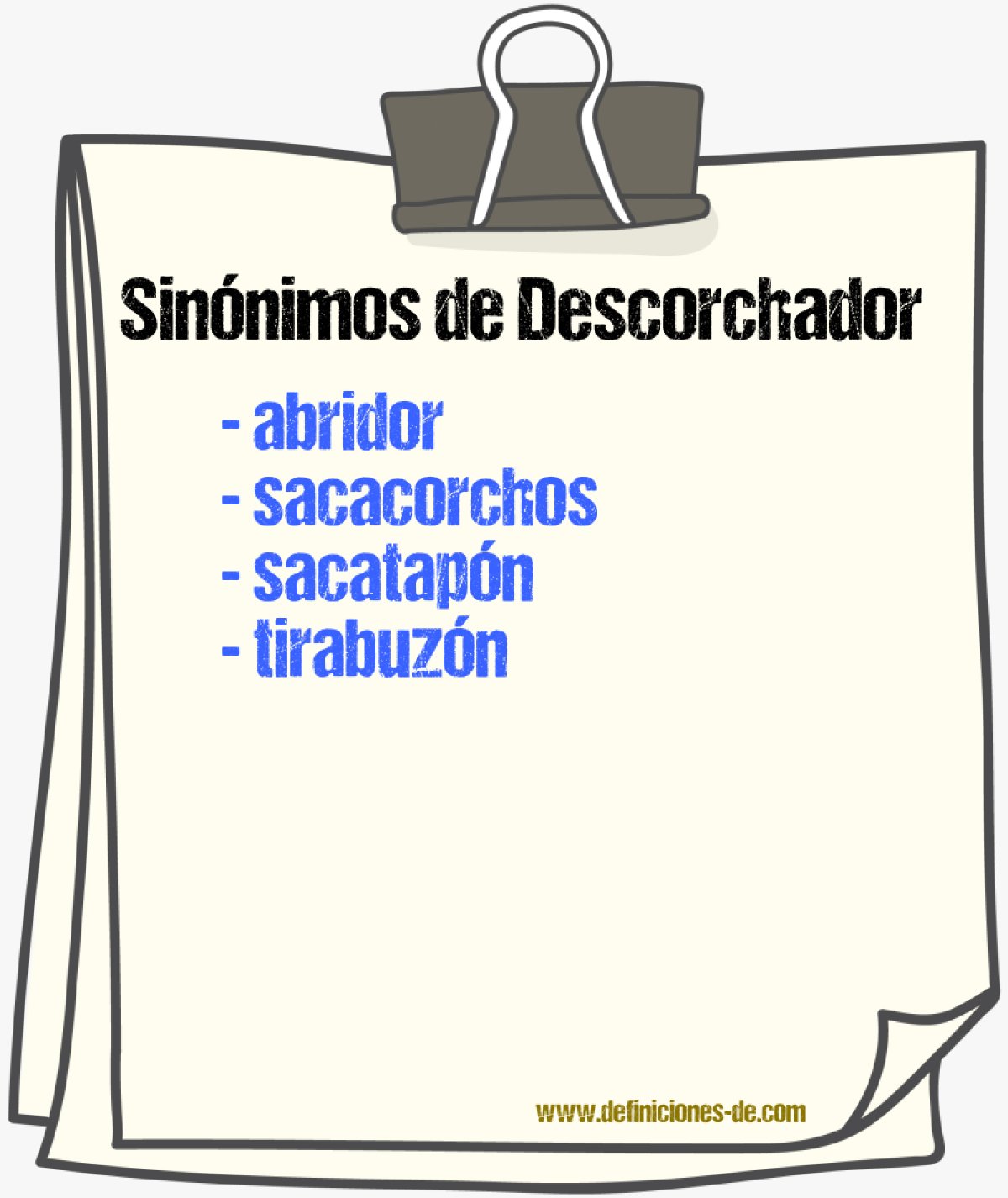 Sinnimos de descorchador