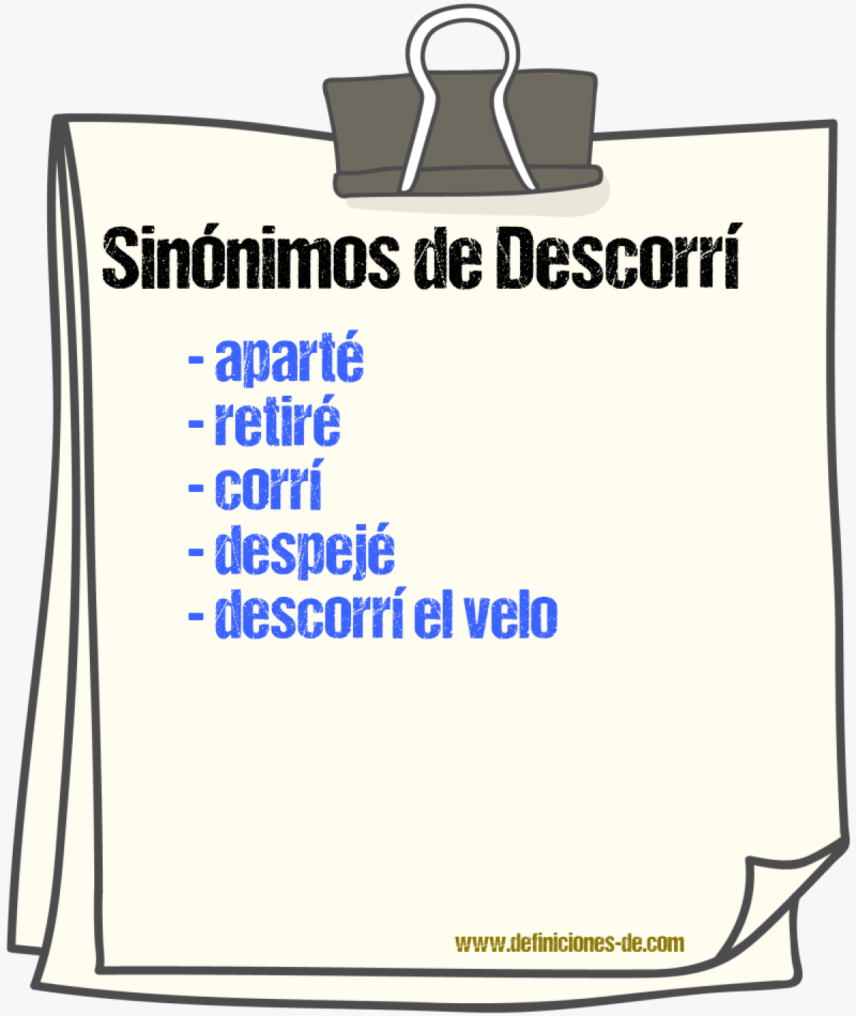 Sinónimos de descorrí