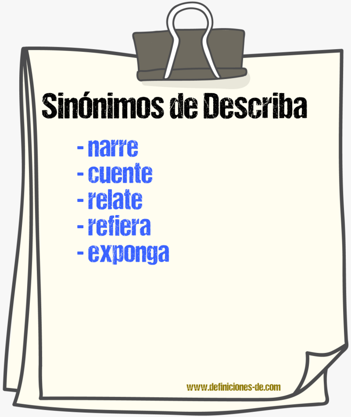 Sinónimos de describa