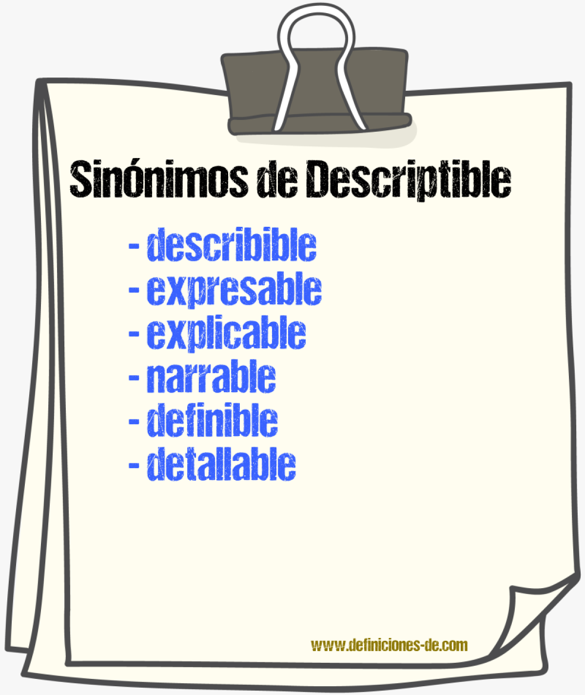 Sinónimos de descriptible