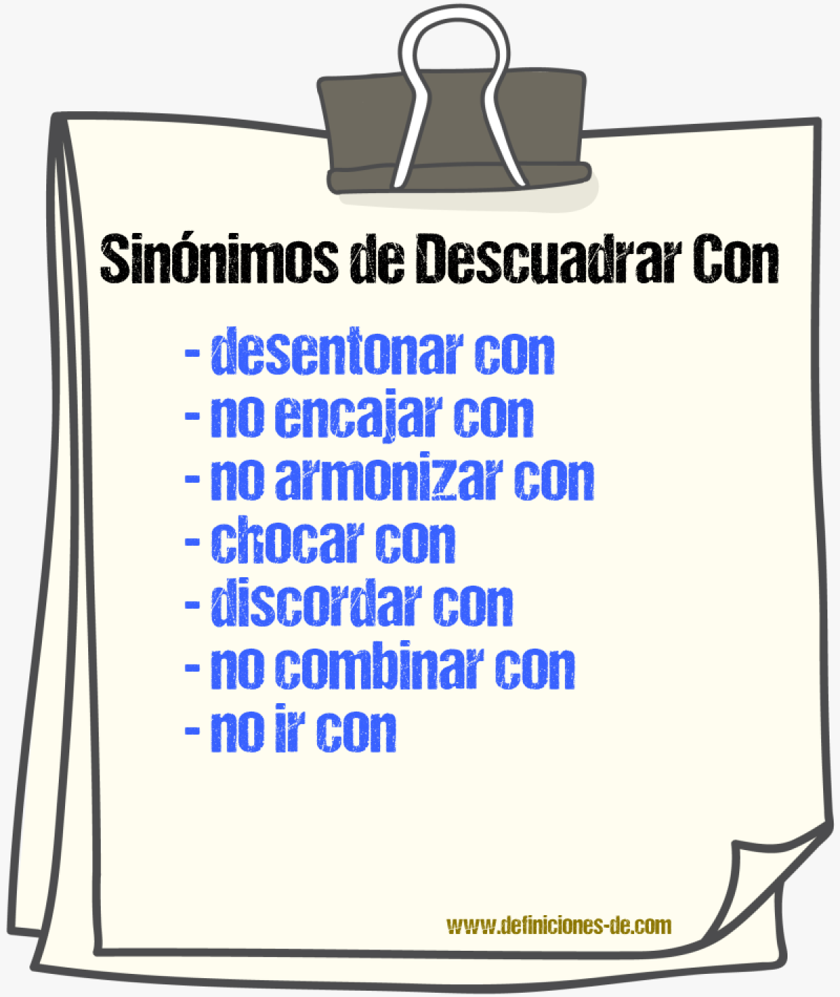 Sinónimos de descuadrar con