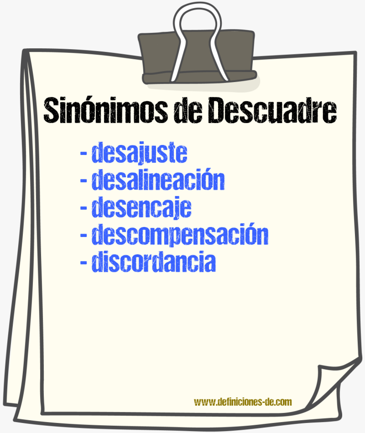 Sinónimos de descuadre