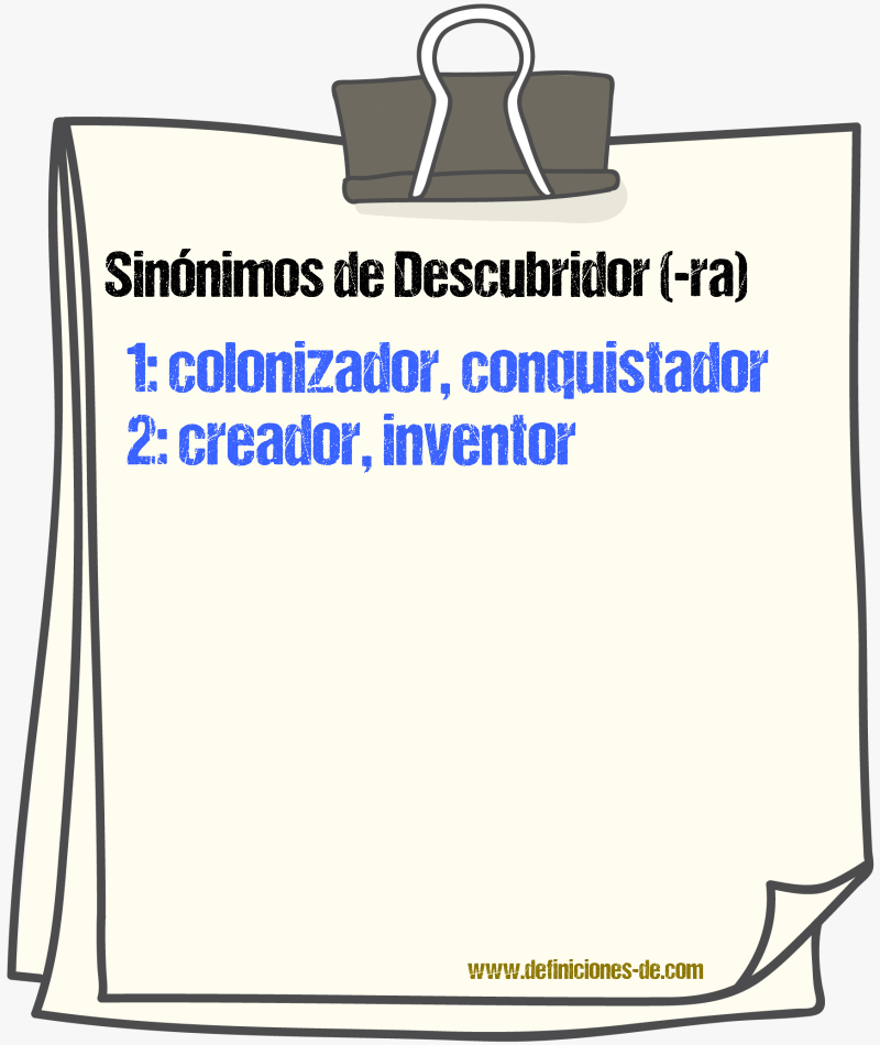 Sinnimos de descubridor