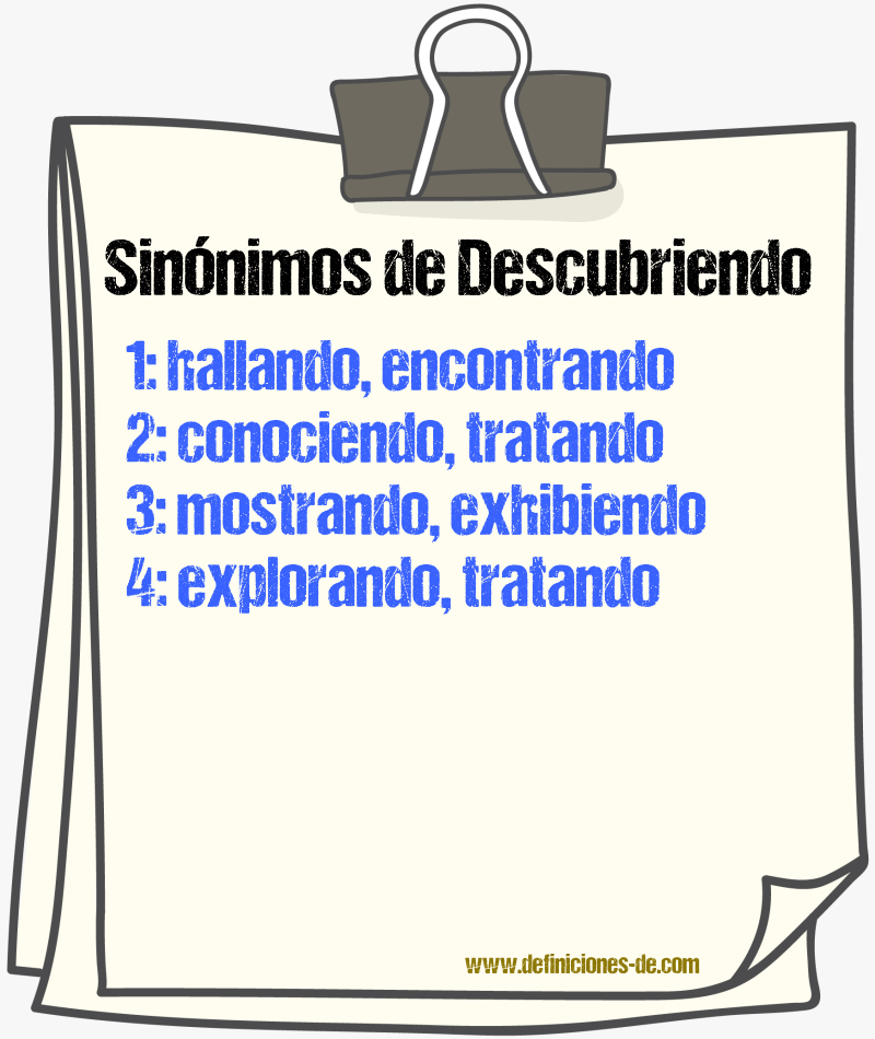Sinónimos de descubriendo